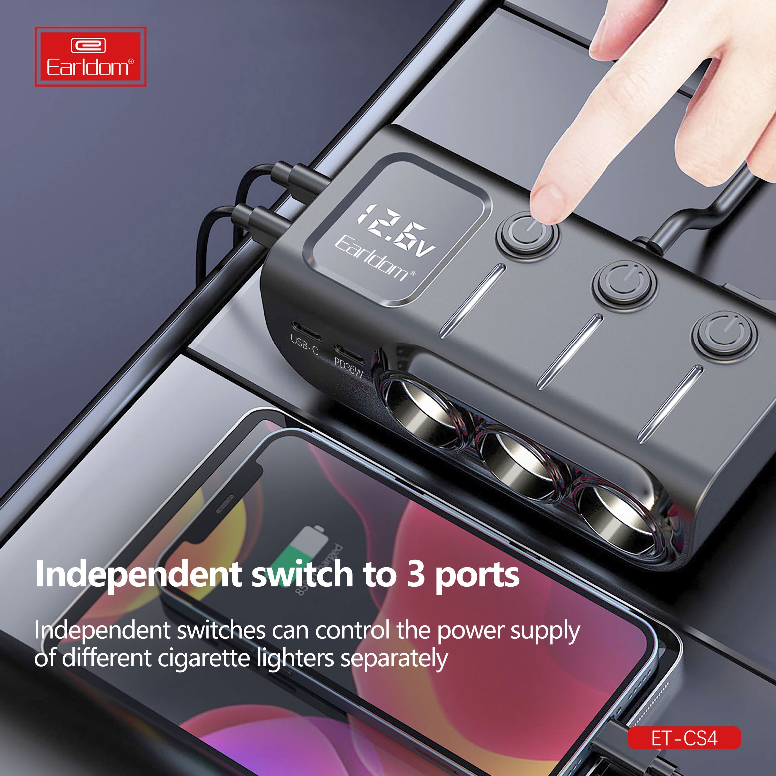 120W 3USB+2PD 3socket display current ET-CS4 120W 3USB+2PD 3socket display current ET-CS4